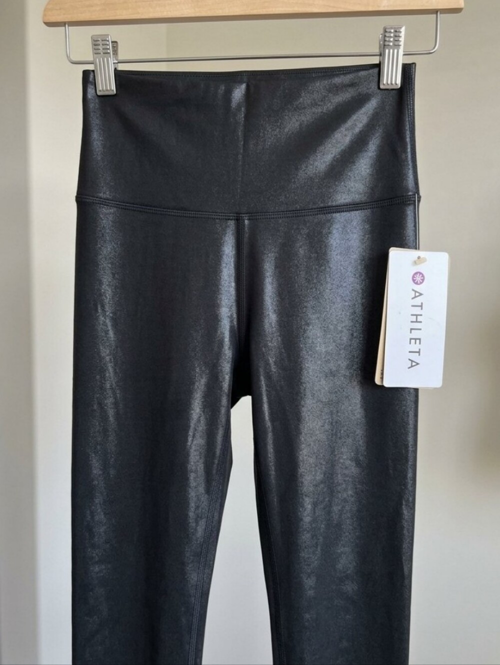 Athleta Elation Ultra High Rise Sheen Legging Black Sheen Sz S NWT